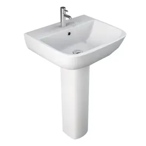 RAK Tonique Close Coupled Toilet WC with S600 Basin & Pedestal Set