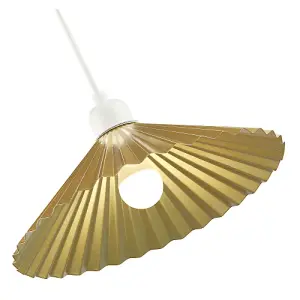 Vintage Ribbed Top Hat Style Metal Pendant Light Shade in Satin Gold Finish