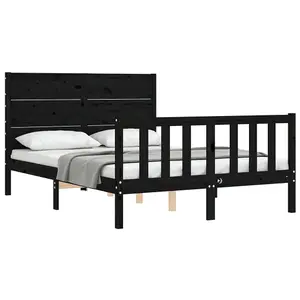 Berkfield Bed Frame with Headboard Black 120x200 cm Solid Wood