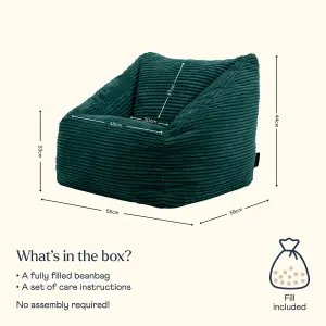 icon Kids Morgan Corduroy Armchair Bean Bag Teal Green Childrens Bean Bags