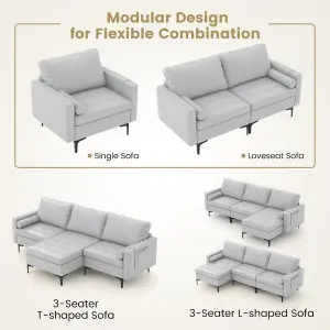 Costway Modular Sectional Sofa Couch Extra Large L-Shaped Sofa w/ 2 USB Ports