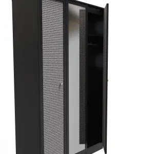 Cairo Triple Mirror Wardrobe in Smooth Black (Ready Assembled)