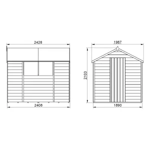 Forest Garden Overlap 8x6 ft Apex Wooden Pressure treated Shed with floor & 2 windows - Assembly service included