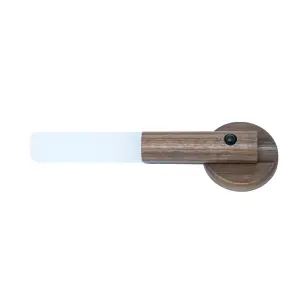 MagLight Magnetic PIR Sensor Wall Light, Wooden Wireless USB Rechargeable Night Light - Walnut