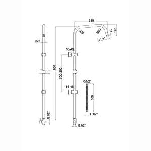 ENKI Carre Chrome Dual Adjustable Stainless Steel Shower Riser Rail Kit 950mm