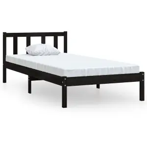 Berkfield Bed Frame Black Solid Pinewood 100x200 cm