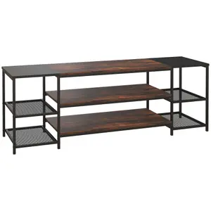 HOMCOM TV Unit Cabinet for TVs up to 60Inches with Shelves Brown and Black