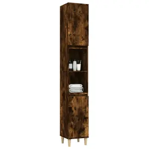 Berkfield Bathroom Cabinet Smoked Oak 30x30x190 cm Engineered Wood