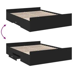 Berkfield Bed Frame with Drawers without Mattress Black 140x200 cm