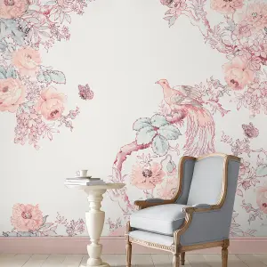 Laura Ashley Birtle Blush Pink Floral Matt Mural