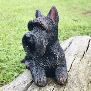 Laying Scottish Terrier 'Scottie Dog' indoor ornament or garden decoration