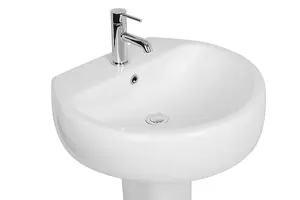 SunDaze Bathroom Cloakroom Full Pedestal 560mm Basin Compact Single Tap Hole Sink