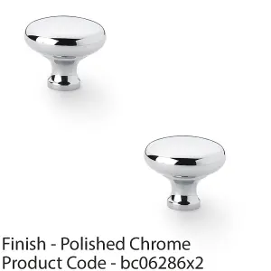 2 PACK - Victorian Round Door Knob - Polished Chrome 38mm - Kitchen Cabinet Pull Handle