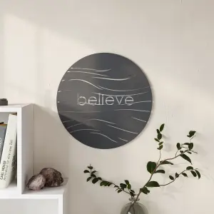 Decortie Believe Modern Metal Wall Art Home Decorative Ornament, Black