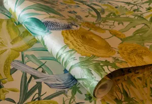 Galerie Tropical Collection Pineapple Mo'orea Inspired Flowers And Birds Wallpaper Roll