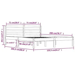 Berkfield Bed Frame Solid Wood Pine 150x200 cm King Size