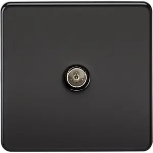 Knightsbridge Screwless Non-Isolated TV Outlet 1 Gang Matt Black - SF0100MB