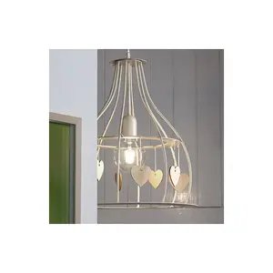 Luminosa Leonilde Wire Frame Pendant Ceiling Light, Ivory