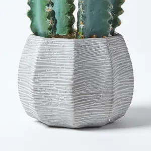 Homescapes Hylcocereus Artificial Cactus In Decorative Textured Stone Pot, 49 cm Tall