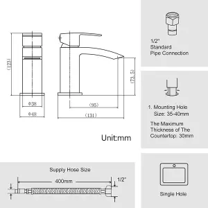 Black Waterfall Basin Mixer Taps with Drain Monobloc Chromed Brass Basin Taps with Sink Plug