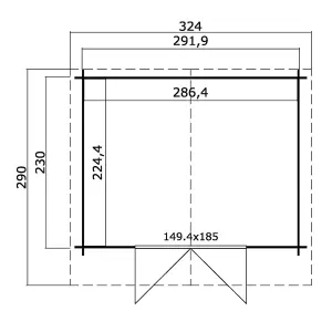 Lasita Osland Baltimore Log Cabin - 2.92m x 2.3m - with Canopy Roof Overhang