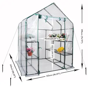 Walk In Greenhouse with PVC Cover Garden Grow Green House 8 Shelves