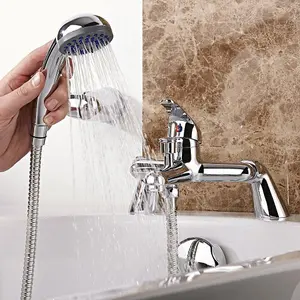 Nes Home Winstead Modern Chrome Exposed Bath Shower Mixer Handless Slider Rail 3 Mode Handset