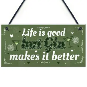 Red Ocean Gin Gifts For Women Hanging Kitchen Home Plaque Funnys Best Friend Birthday Christmas Gift