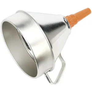 200mm Metal Funnel with High Rim and Brass Filter for Safe Pouring