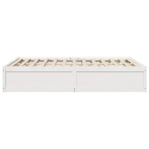 Berkfield Bed Frame without Mattress White 150x200 cm King Size Solid Wood Pine