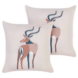 Set of 2 Cushions ABAL 45 x 45 cm Animal Beige