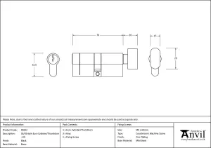 From The Anvil Black 35/35 6pin Euro Cylinder/Thumbturn KD