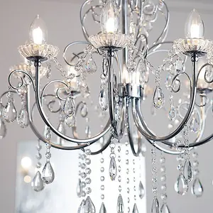 Luminosa Tabitha 8 Light Bathroom Pendant Crystal Glass Detail, Chrome Plate IP44, G9