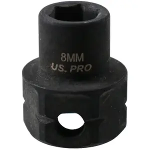 8mm Metric Stubby 3/8" Drive Shallow Impact Socket Hex Shank 25mm Depth