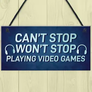 Funny Gaming Sign For Son Brother Dad Hanging Bedroom Sign Gamer Gift