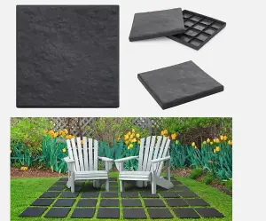 4 x Stomp Stone Garden Rubber Stepping Grey Slate - 30 x 30cm