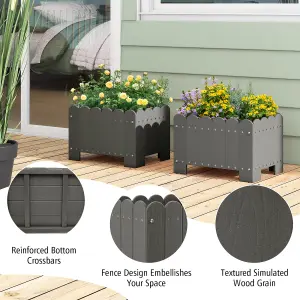 Costway 2 Pack Rectangular Planter Box HDPE Flower Pot Raised Garden Bed for Vegetables