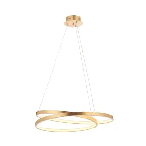 Luminosa Scribble LED 1 Light Pendant Gold Leaf, Frosted Acrylic