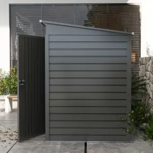 Outsunny 6.3 x 4.3FT Galvanised Metal Garden Shed with Lockable Door, Grey