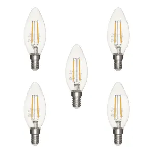 Litecraft E14 4W Pack of 5 Warm White Vintage Filament LED Light Bulb