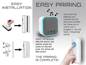 Uni-Com 98476 98477GB W96001 Portable and Plug-In Door Chime Set White UNC68440