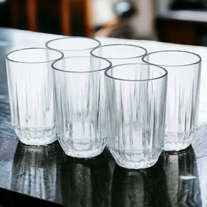 Queensway Home & Dining Height 12cm Set of 6 Clear 350ml Tall Drinking Glasses Tumblers Water Spirits Cordial Juice Milk