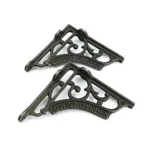 Oakcrafts - Pair of Antique Cast Iron Covent Garden Shelf Brackets - 125mm x 125mm