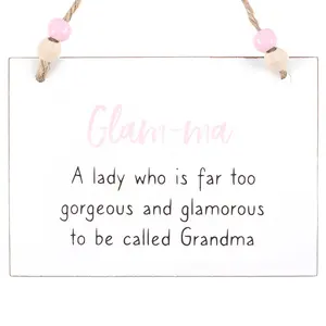 Something Different Glam-ma Hanging Sign White/Brown/Pink (One Size)