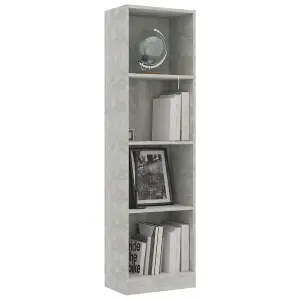 Berkfield 4-Tier Book Cabinet Concrete Grey 40x24x142 cm Engineered Wood