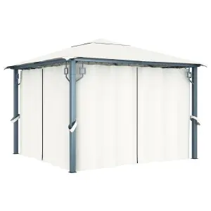 Berkfield Gazebo with Curtain 300x300 cm Cream Aluminium