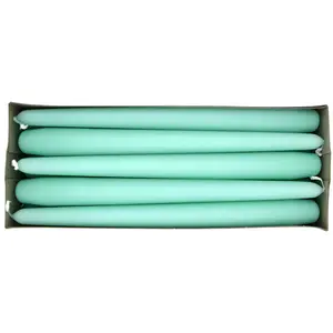 Tapered Dinner Candles, Pack of 10, Unscented, Long Burning Time, 24 cm / 19.45" (Fresh Mint, Matt)