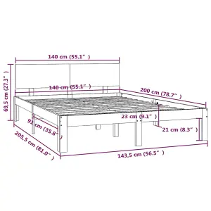 Berkfield Bed Frame Solid Wood Pine 140x200 cm