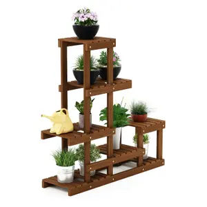 Furinno Tioman Hardwood Flower Stand in Teak Oil, Natural