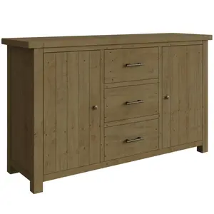 Almerton Large Sideboard 2 Door 3 Drawer – Solid Reclaimed Natural Pine. Fully Assembled.